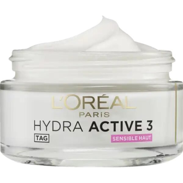 L'ORÉAL PARiS Hydra Active 3 Face Cream Dry Sensitive Skin, 50 ml - Image 4